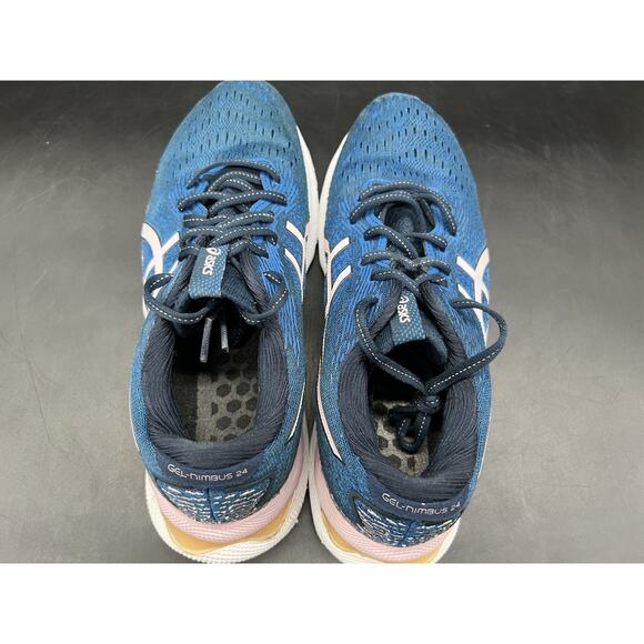 Asics Womens Size 7.5 W Gel Nimbus 24 1012B199 Blue Running Shoes Sneakers - Picture 9 of 12